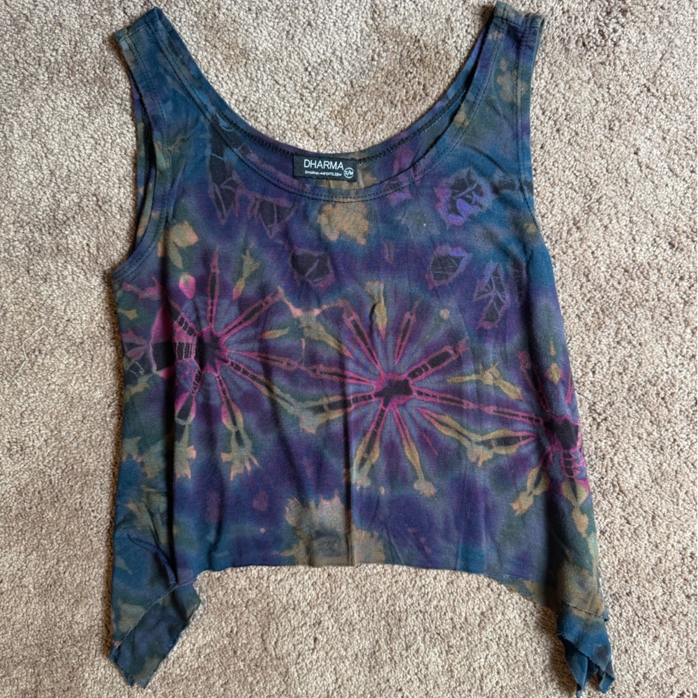 Anthropologie Purple Blue Asymmetrical Crop Tank Top